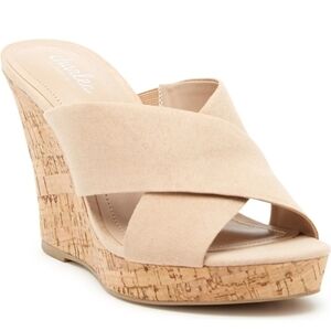 Charles by Charles David Latrice Microsuede Cork Wedge Sandals Nude Size 8